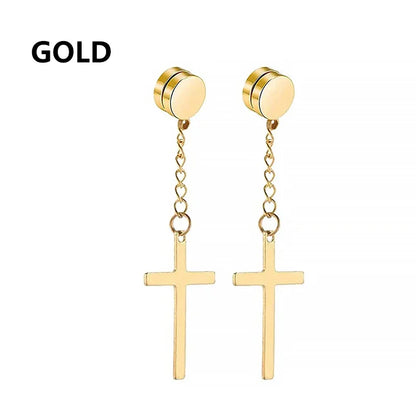 2pc Stainless Steel Cross Earrings Set | Gothic Punk Huggies for Men