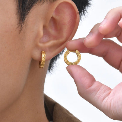 Totem Hoop Earrings for Men and Teens | Hypoallergenic Stainless Steel Huggies