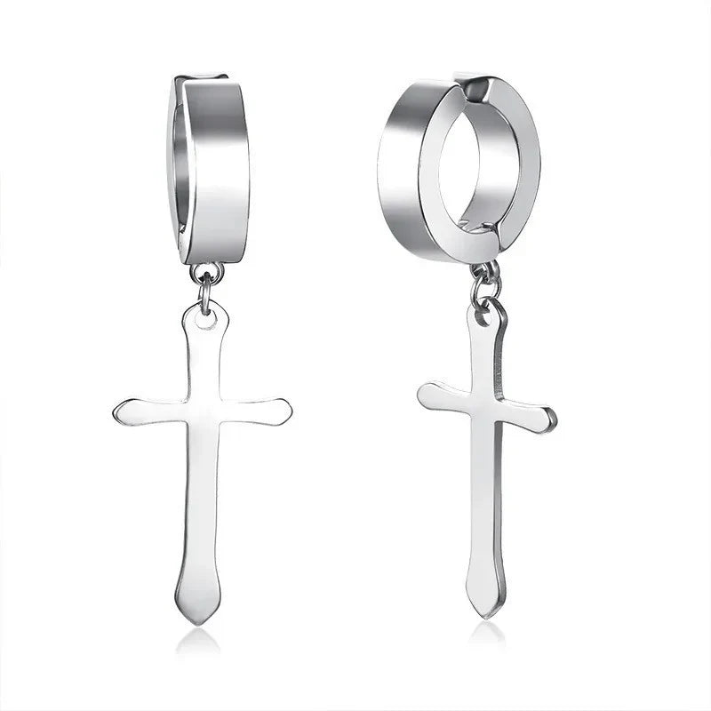 Stainless Steel Cross Earrings for Men | Durable Stud Earrings with Christian Cross Charm