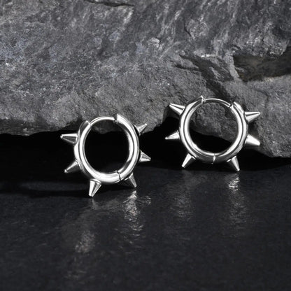 Stainless Steel Rivet Hoop Earrings for Men | Waterproof and Hypoallergenic Circle Earrings