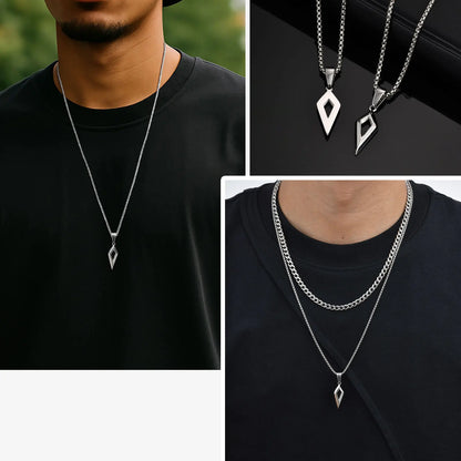 Stainless Steel Four-pointed Star Pendant Necklace | Geometric Collar Jewelry for Men