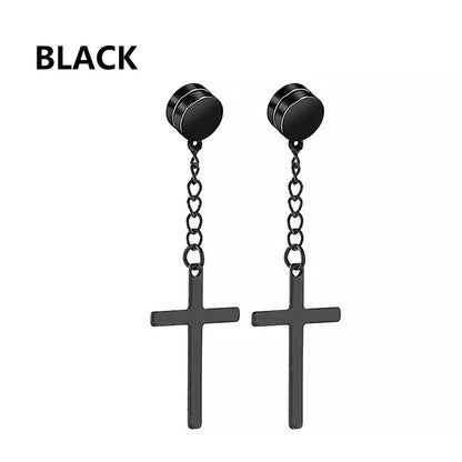 2pc Stainless Steel Cross Earrings Set | Gothic Punk Huggies for Men