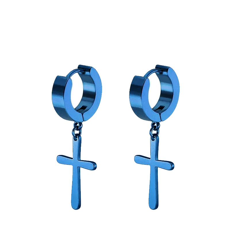 2pc Stainless Steel Cross Earrings Set | Gothic Punk Huggies for Men