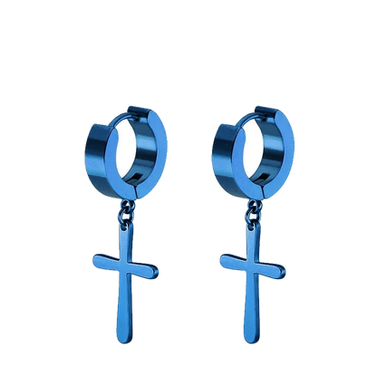 2pc Stainless Steel Cross Earrings Set | Gothic Punk Huggies for Men