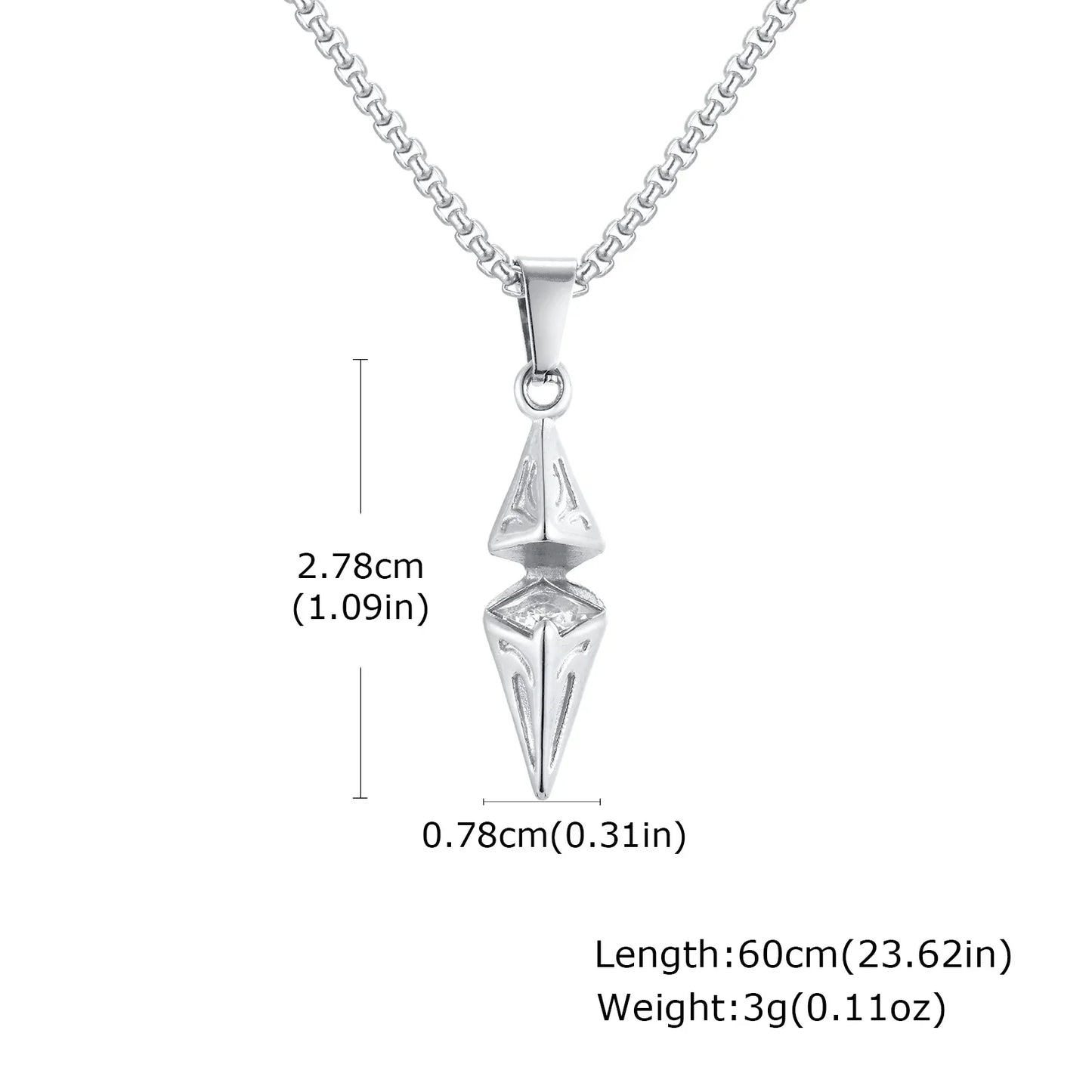 VNOX Men's Stainless Steel Zircon Pendant Necklace | Geometric Blue White Chain