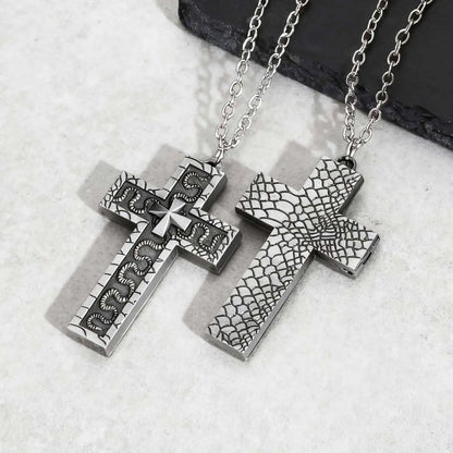 Punk Cross Pendant Necklace for Men | 3D Vintage Openable Metal Pendant
