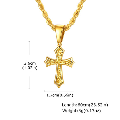 Hiphop Cross Necklace for Men Women | Stainless Steel Cross Charm Trendy Jewelry Gift