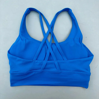 Solid Color Women Cross  Fitness sport Bra soft high strength Tight Top Comprehensive Training Gym Yoga Underwear With Chest Pad