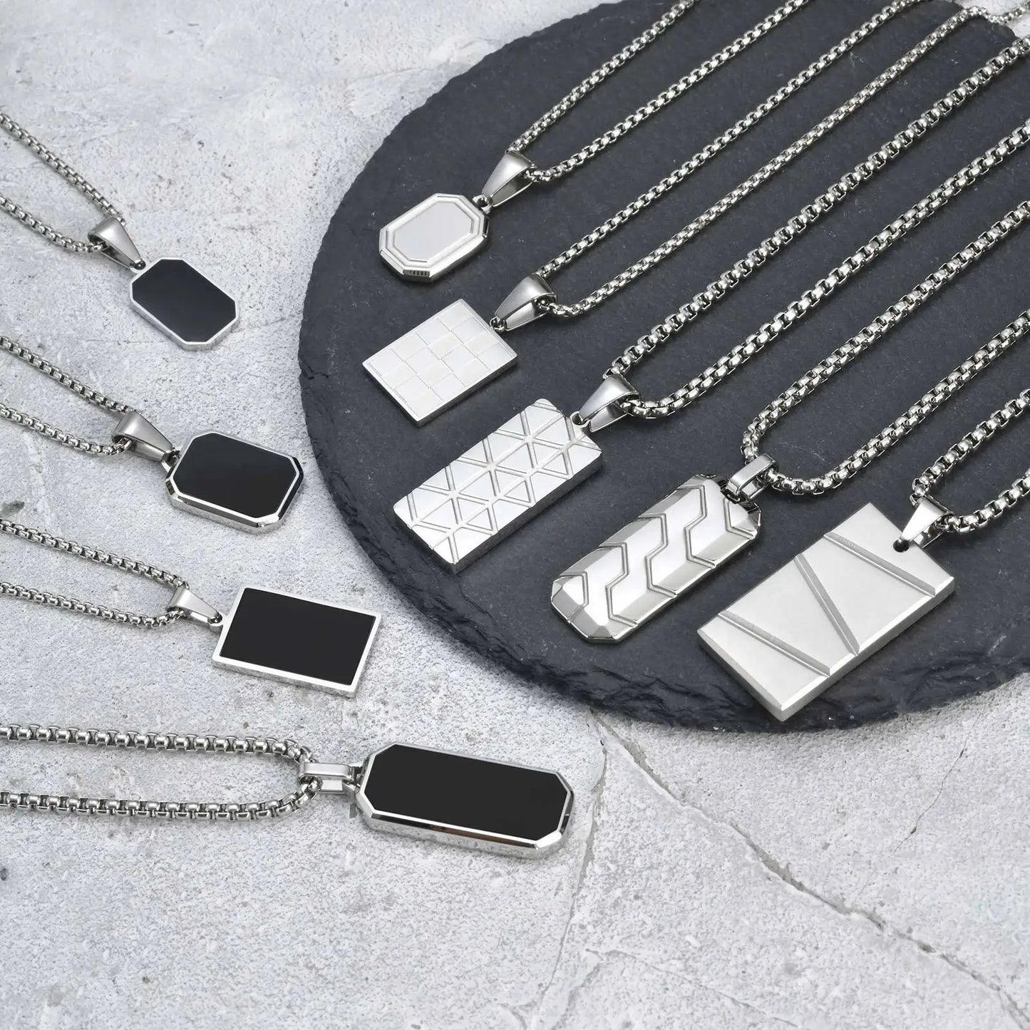 Small Dog Tag Pendant Necklace | Military Style Stainless Steel Gift for Men