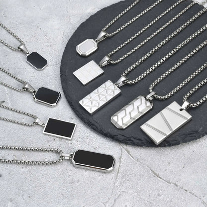 Small Dog Tag Pendant Necklace | Military Style Stainless Steel Gift for Men