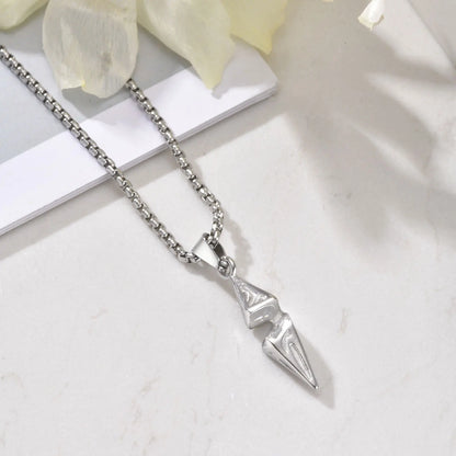 VNOX Men's Stainless Steel Zircon Pendant Necklace | Geometric Blue White Chain