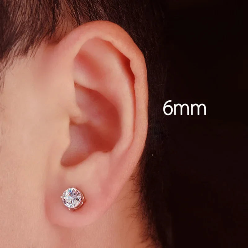 Magnetic Stud Earrings for Men | Non Pierced Crystal Clip On Earrings