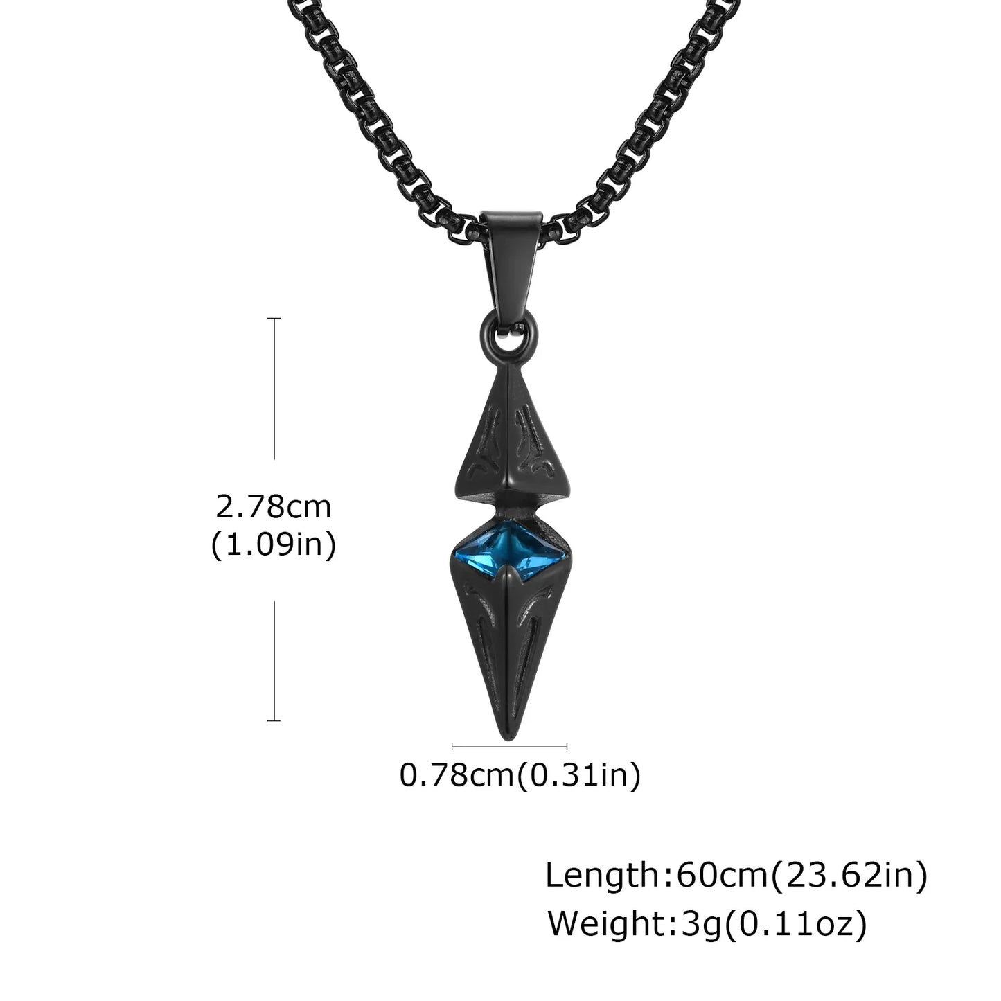 VNOX Men's Stainless Steel Zircon Pendant Necklace | Geometric Blue White Chain