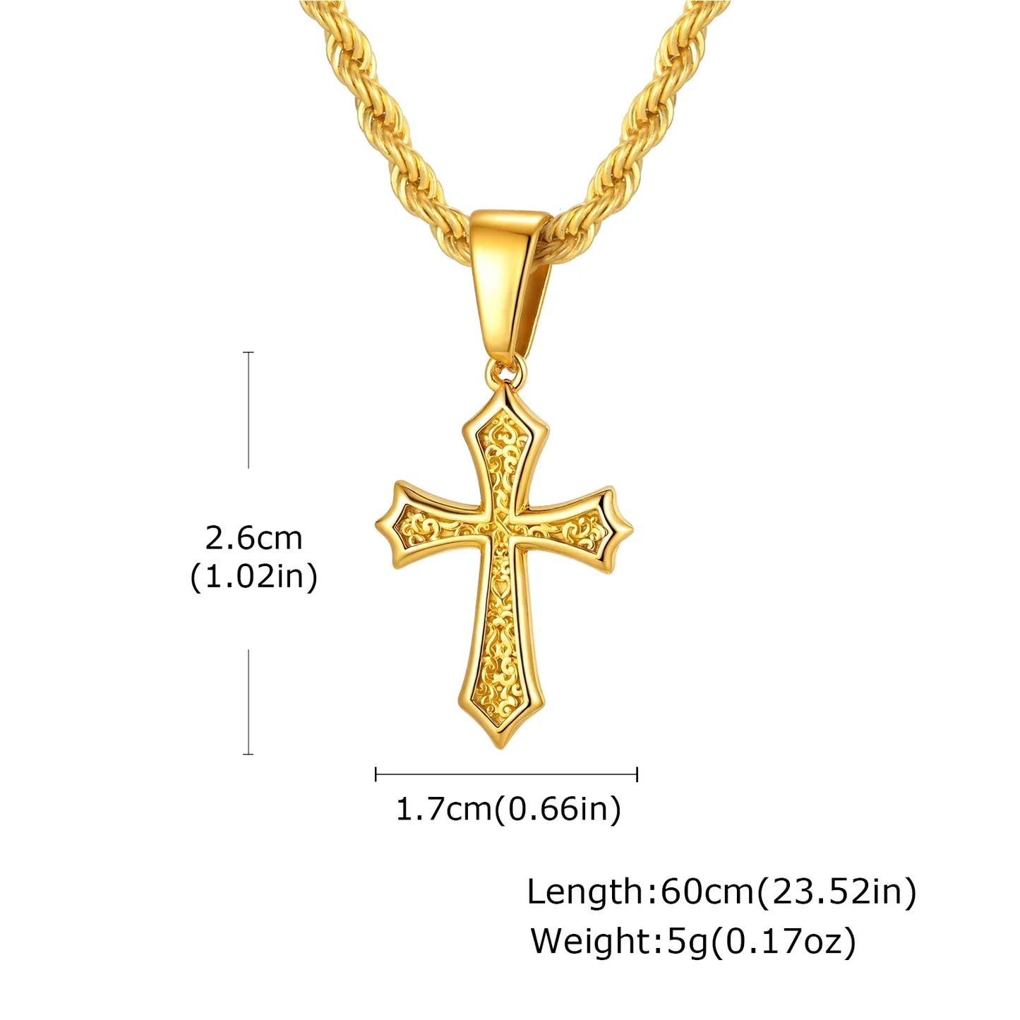 Stainless Steel Cross Pendant Necklace for Men | Retro Religious Faith Jewelry Gift