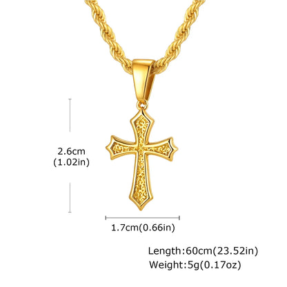 Stainless Steel Cross Pendant Necklace for Men | Retro Religious Faith Jewelry Gift