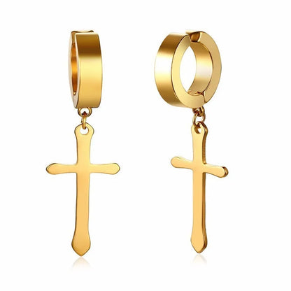 Stainless Steel Cross Earrings for Men | Durable Stud Earrings with Christian Cross Charm