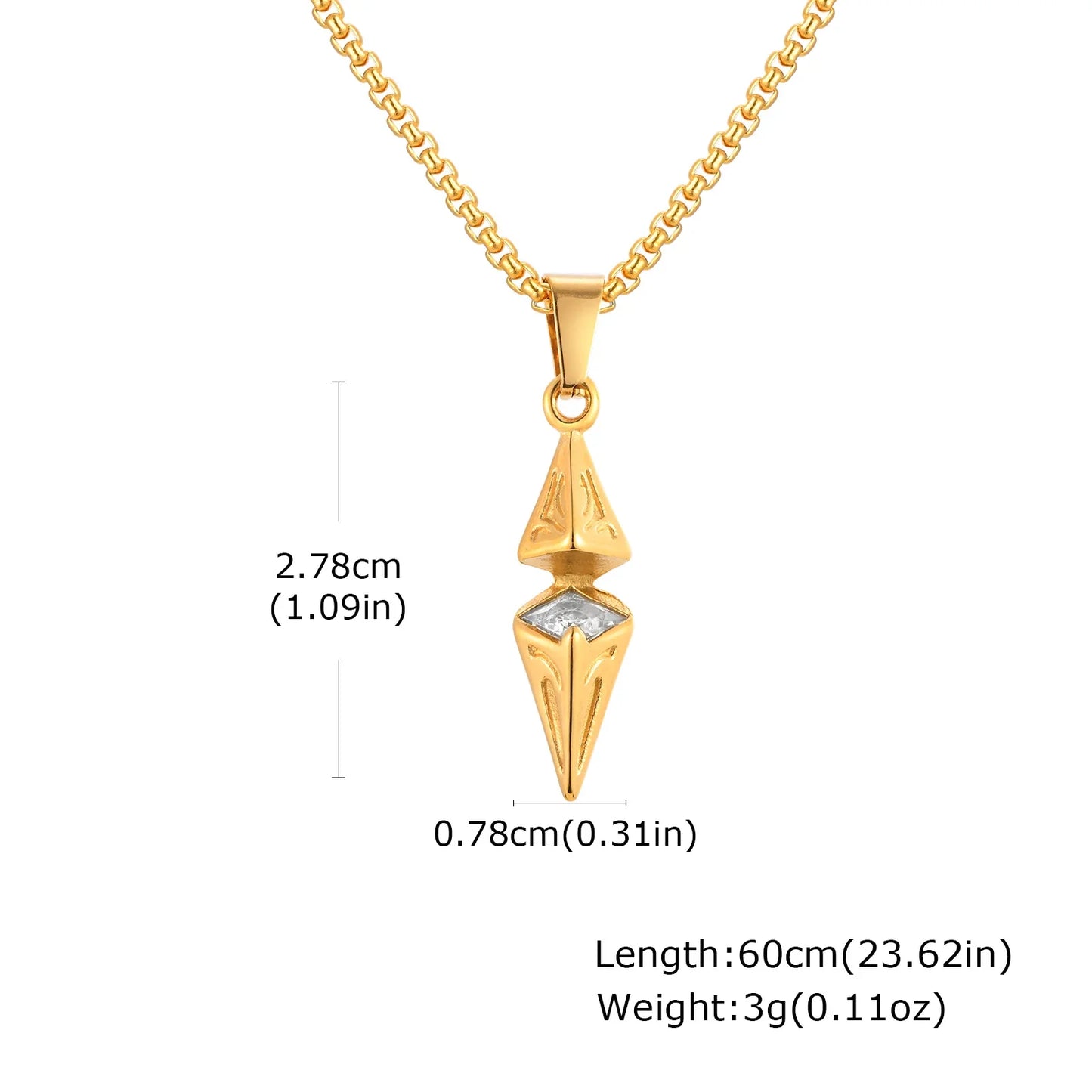 VNOX Men's Stainless Steel Zircon Pendant Necklace | Geometric Blue White Chain