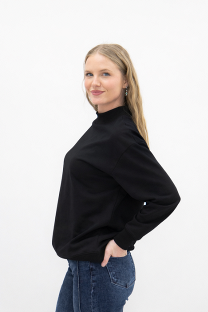 Mock Neck Sweatshirt, Black