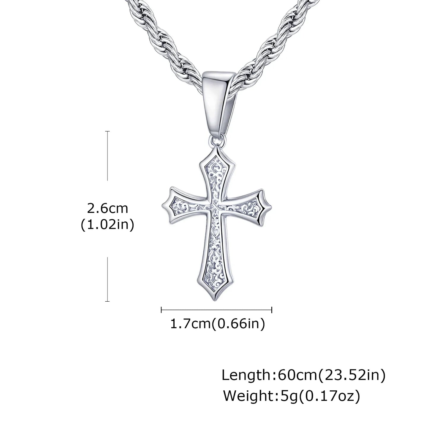 Hiphop Cross Necklace for Men Women | Stainless Steel Cross Charm Trendy Jewelry Gift