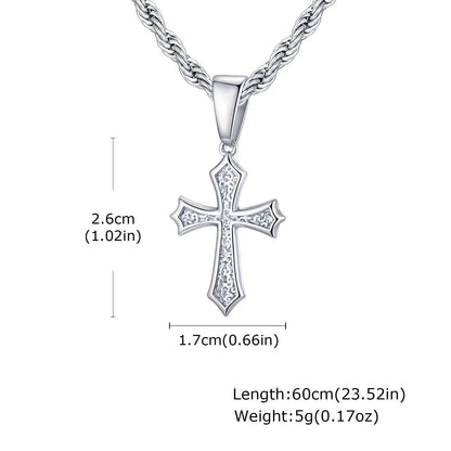 Hiphop Cross Necklace for Men Women | Stainless Steel Cross Charm Trendy Jewelry Gift
