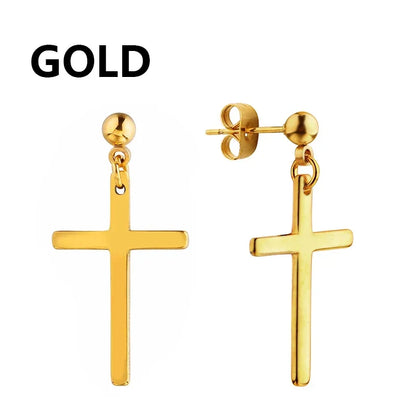 2pc Stainless Steel Cross Earrings Set | Gothic Punk Huggies for Men