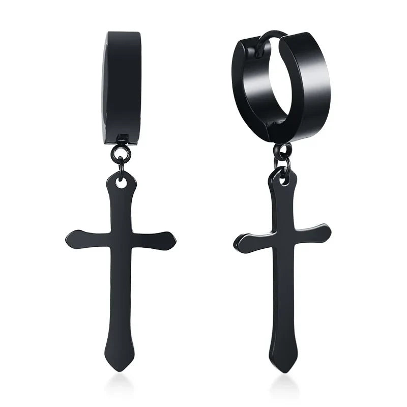 Stainless Steel Cross Earrings for Men | Durable Stud Earrings with Christian Cross Charm
