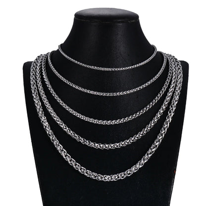 Stainless Steel Keel Link Chain Necklace | Braided Wheat Chain for Men