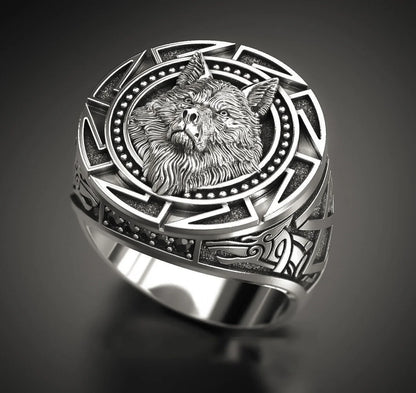 Andara 925 Sterling Silver Ring | Retro Wolf Totem Warrior Ring for Men