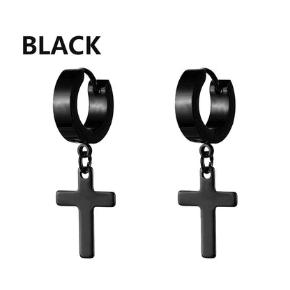 2pc Stainless Steel Cross Earrings Set | Gothic Punk Huggies for Men