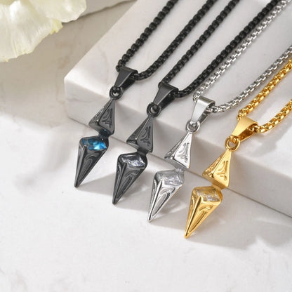 VNOX Men's Stainless Steel Zircon Pendant Necklace | Geometric Blue White Chain