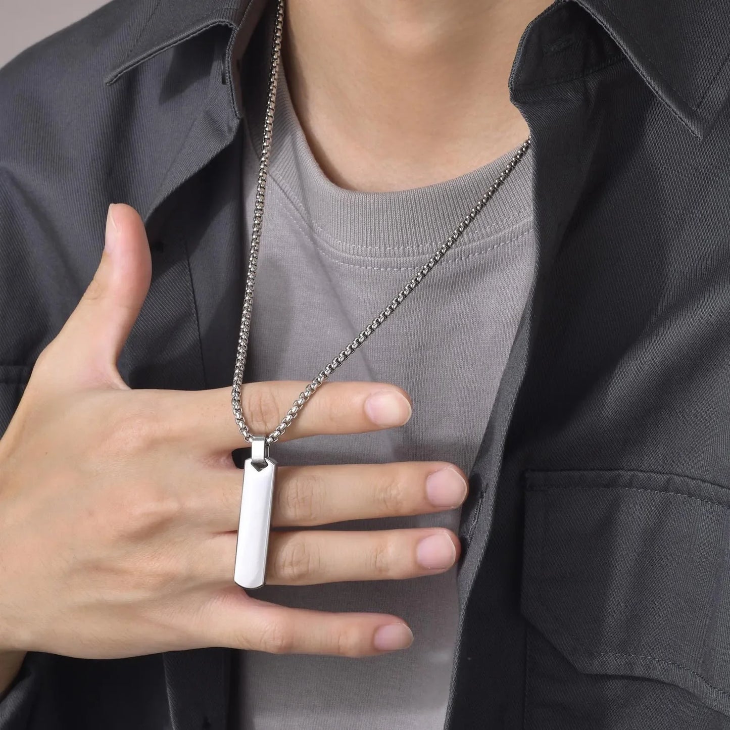 2pcs Vertical Layer Necklaces for Men | Waterproof Stainless Steel Cuban Chain Collar