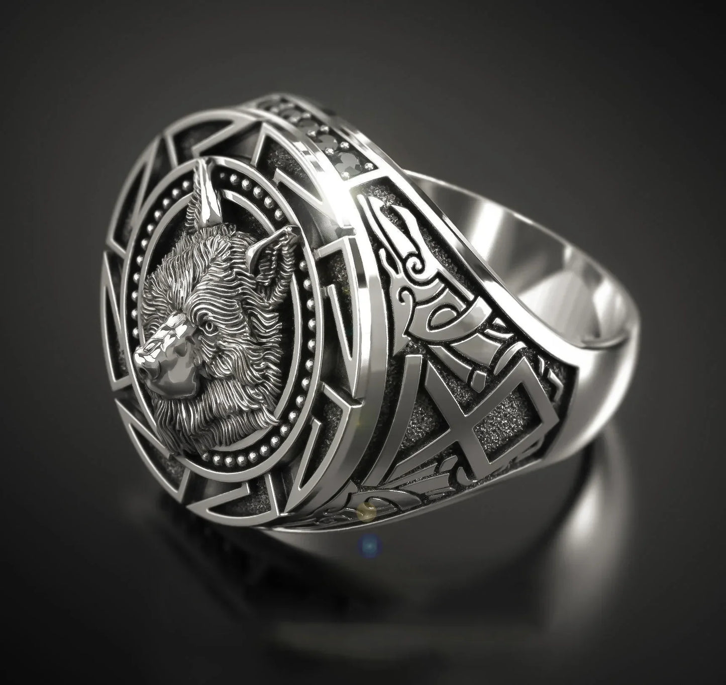 Andara 925 Sterling Silver Ring | Retro Wolf Totem Warrior Ring for Men