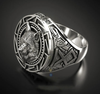 Andara 925 Sterling Silver Ring | Retro Wolf Totem Warrior Ring for Men