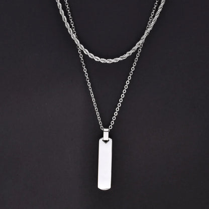2pcs Vertical Layer Necklaces for Men | Waterproof Stainless Steel Cuban Chain Collar
