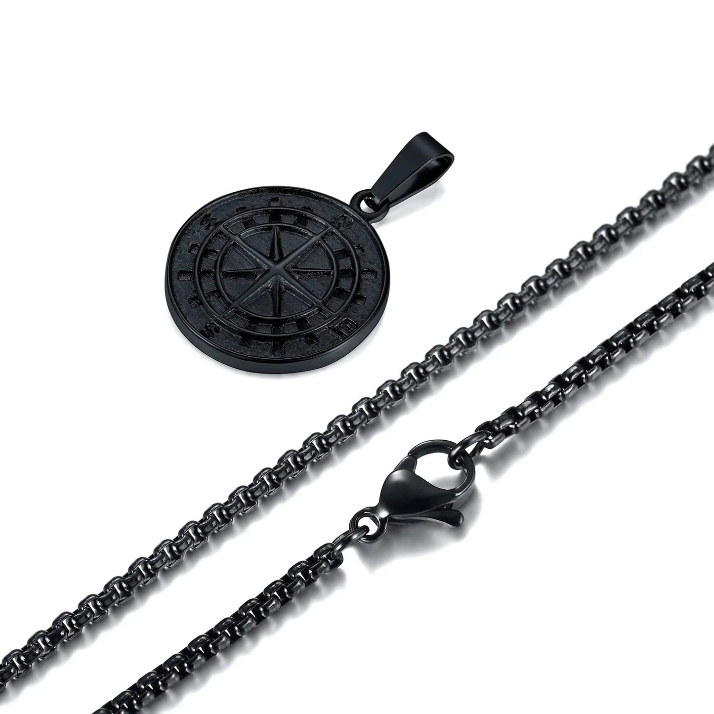 Gold Men's Compass Necklace | Vintage Viking North Star Anchor Stainless Steel Pendant