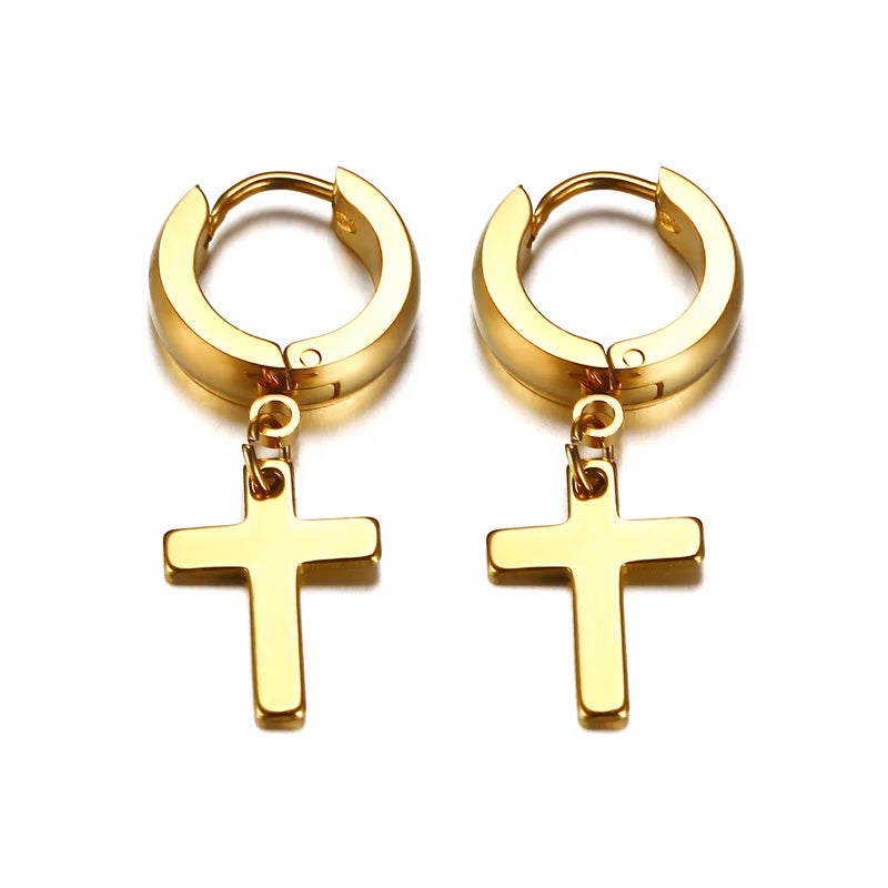 Stainless Steel Cross Earrings for Men | Durable Stud Earrings with Christian Cross Charm