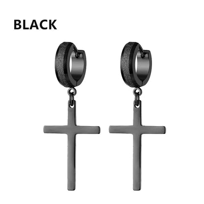 2pc Stainless Steel Cross Earrings Set | Gothic Punk Huggies for Men