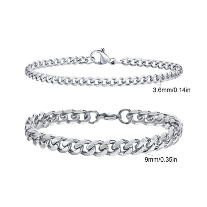 Men's Stainless Steel Chain Bracelets Set | 2pcs Silver Gold Black Twist Rope & Cuban Link