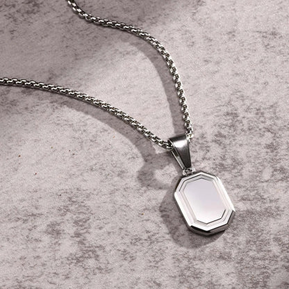 Small Dog Tag Pendant Necklace | Military Style Stainless Steel Gift for Men