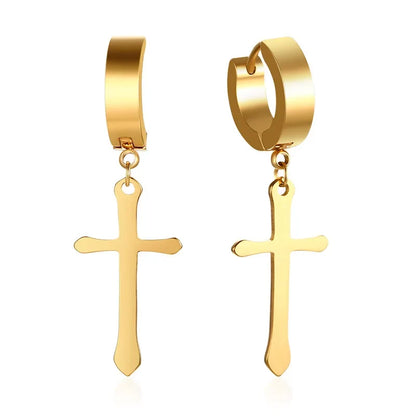 Stainless Steel Cross Earrings for Men | Durable Stud Earrings with Christian Cross Charm