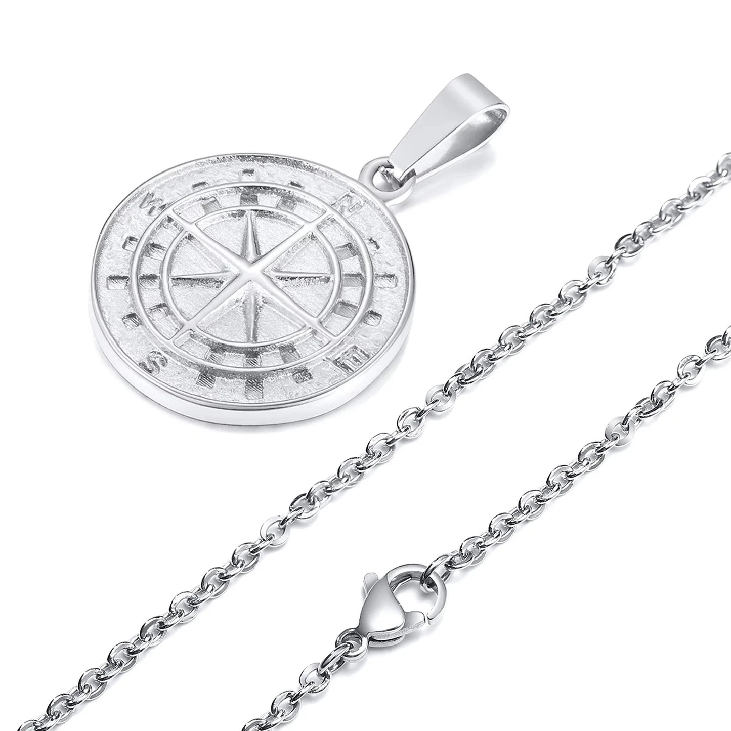 Gold Men's Compass Necklace | Vintage Viking North Star Anchor Stainless Steel Pendant