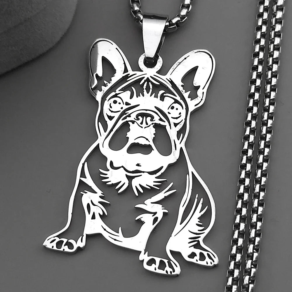 French Bulldog Pendant Necklace | Stainless Steel Dog Jewelry for  Men