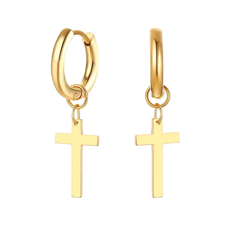 Stainless Steel Cross Earrings for Men | Durable Stud Earrings with Christian Cross Charm