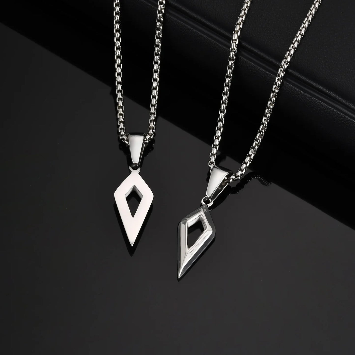 Stainless Steel Four-pointed Star Pendant Necklace | Geometric Collar Jewelry for Men
