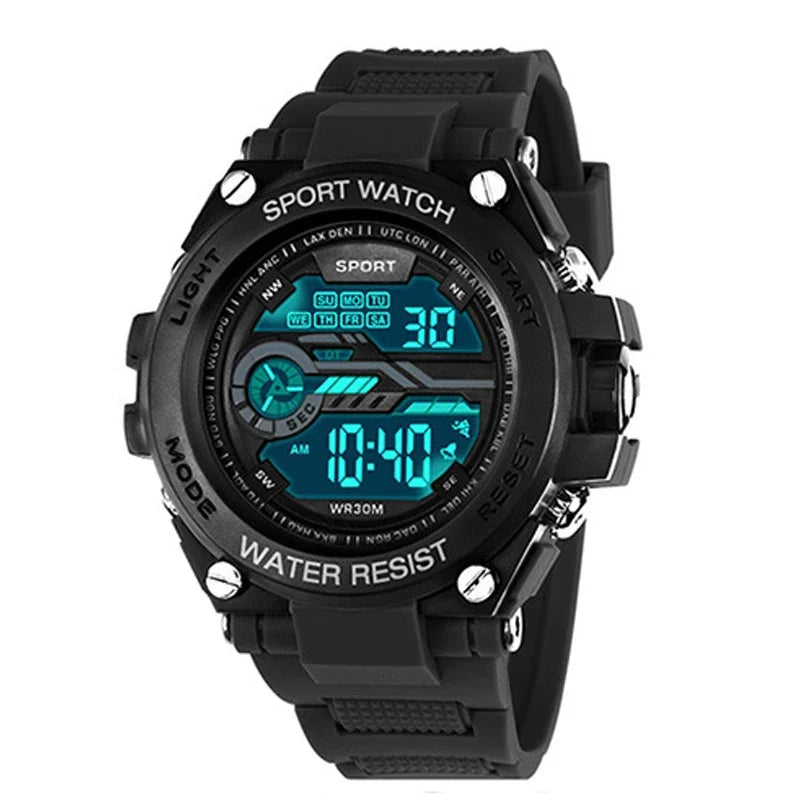 Men's Sports Watch WR30M Water Resistant | Large Digital LED Military Style