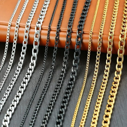 Vnox Men's Cuban Link Chain Necklace | Stainless Steel Black Gold Color Choker Jewelry