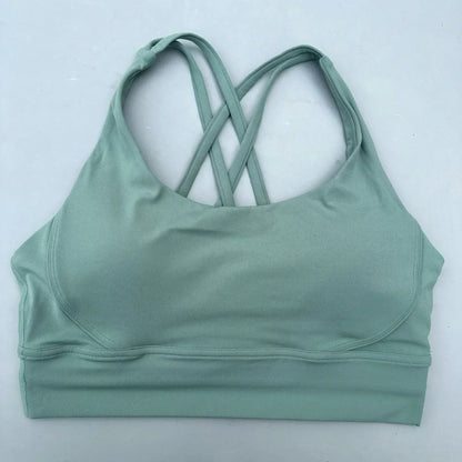 Solid Color Women Cross  Fitness sport Bra soft high strength Tight Top Comprehensive Training Gym Yoga Underwear With Chest Pad