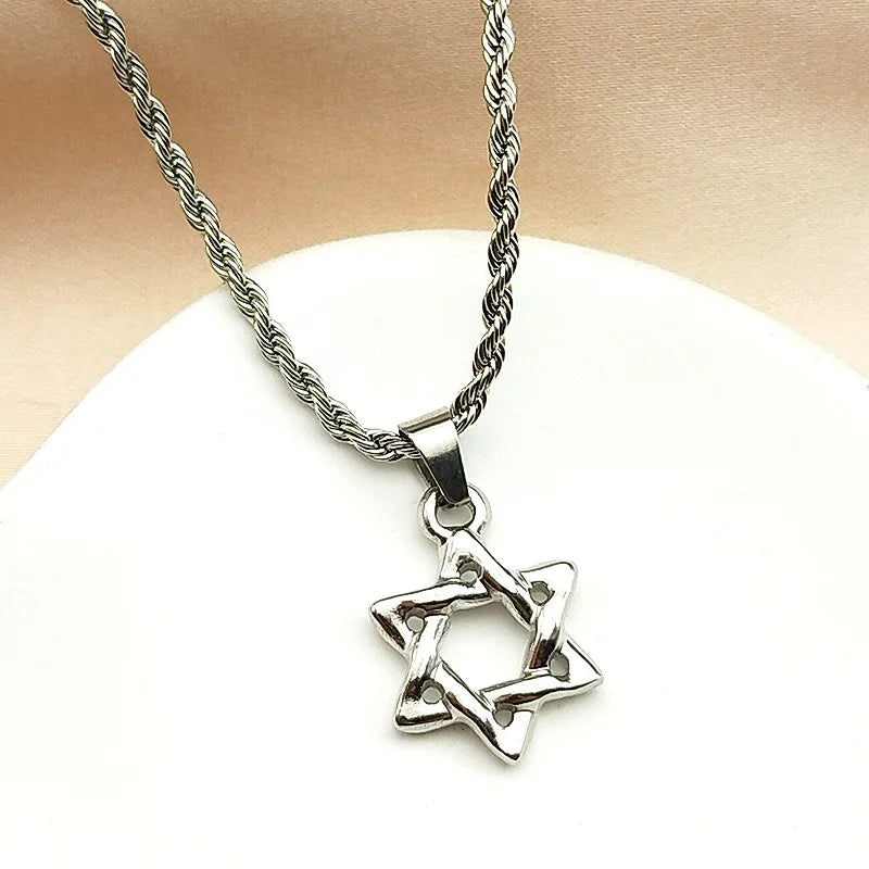 Magen David Star Necklace | Stainless Steel Gold Pendant Jewelry for Men and Women
