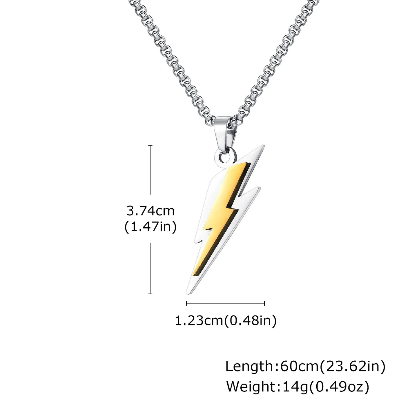 Trendy Lightning Stainless Steel Necklace for Men | Two Color Pendant Hip Hop Jewelry