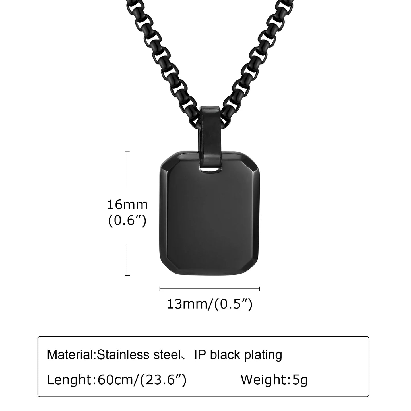 A-Z 26 Letters Stainless Steel Initials Necklace | Waterproof Square Pendant for Men
